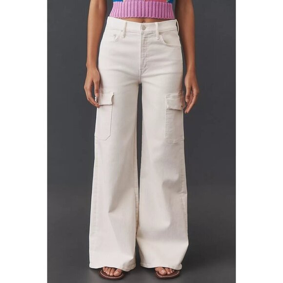 MOTHER The Undercover Sneak Cargo Pants in Cream Puffs Size US 28